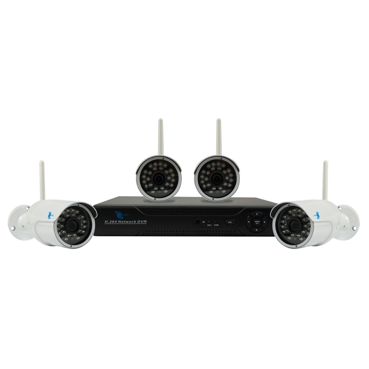 Kit 4 cameras, CMOS Sensor, 36 LEDs, 98ft IR, H264, 960H/D1/CIF, ONVIF