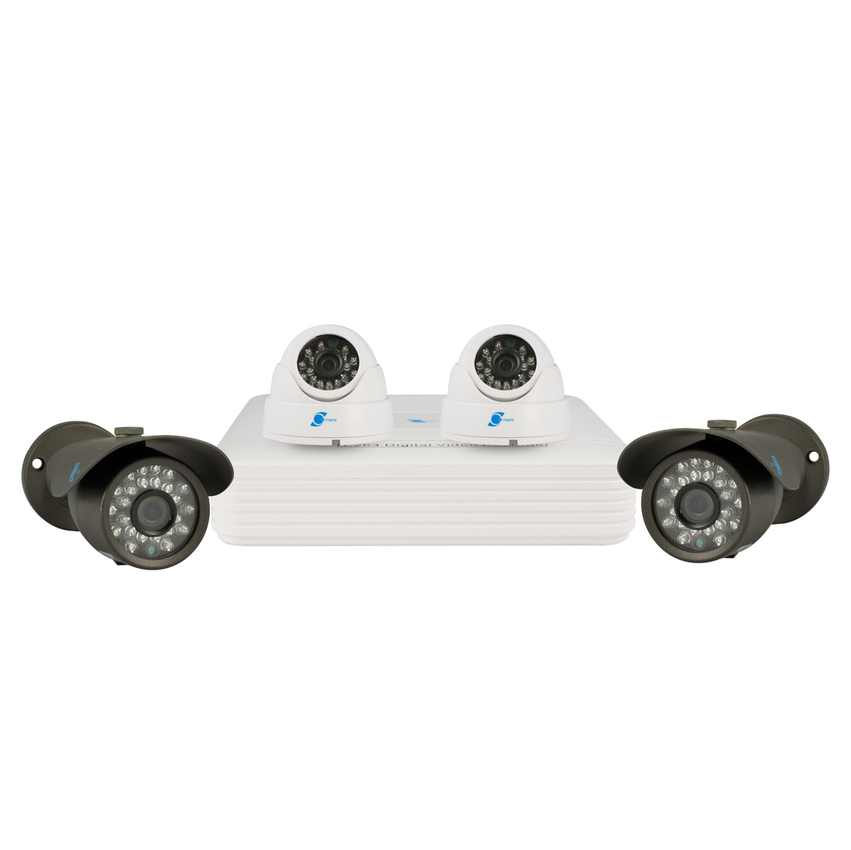 Kit of 4 cameras, HDIS CMOS Sensor, 900TVL, H264/G711A, D1, Pentaplex