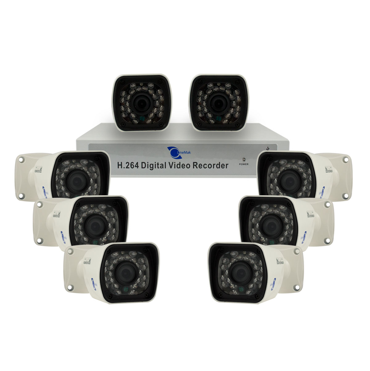 Kit 8 cameras, HD Sensor, 700TVL, IP67, H264, D1/CIF, Pentaplex