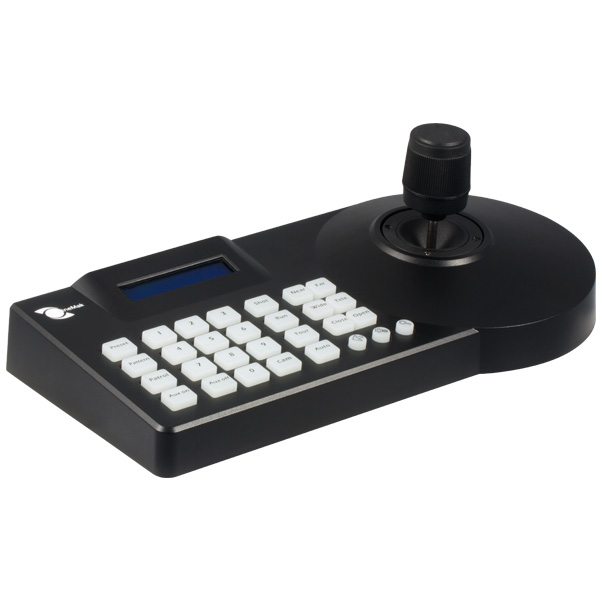 Joystick control of 3 axis, for PTZ cameras, supports 255 cameras, LCD