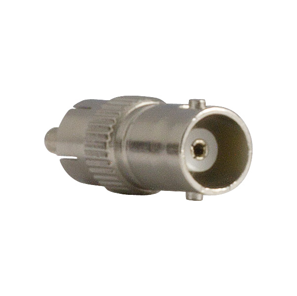 BNC connector female to RCA male stainless steel. BNC connector female to RCA male stainless steel.